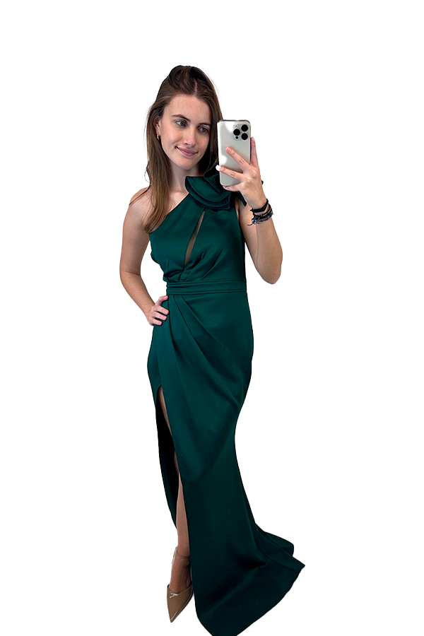 Vestido justo assimétrico Verde