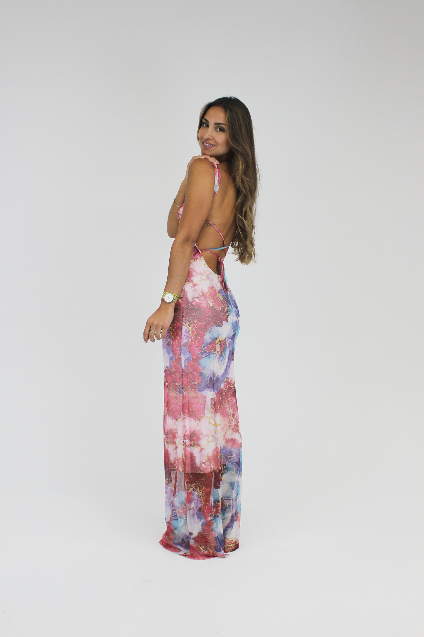 Vestido midi rosa