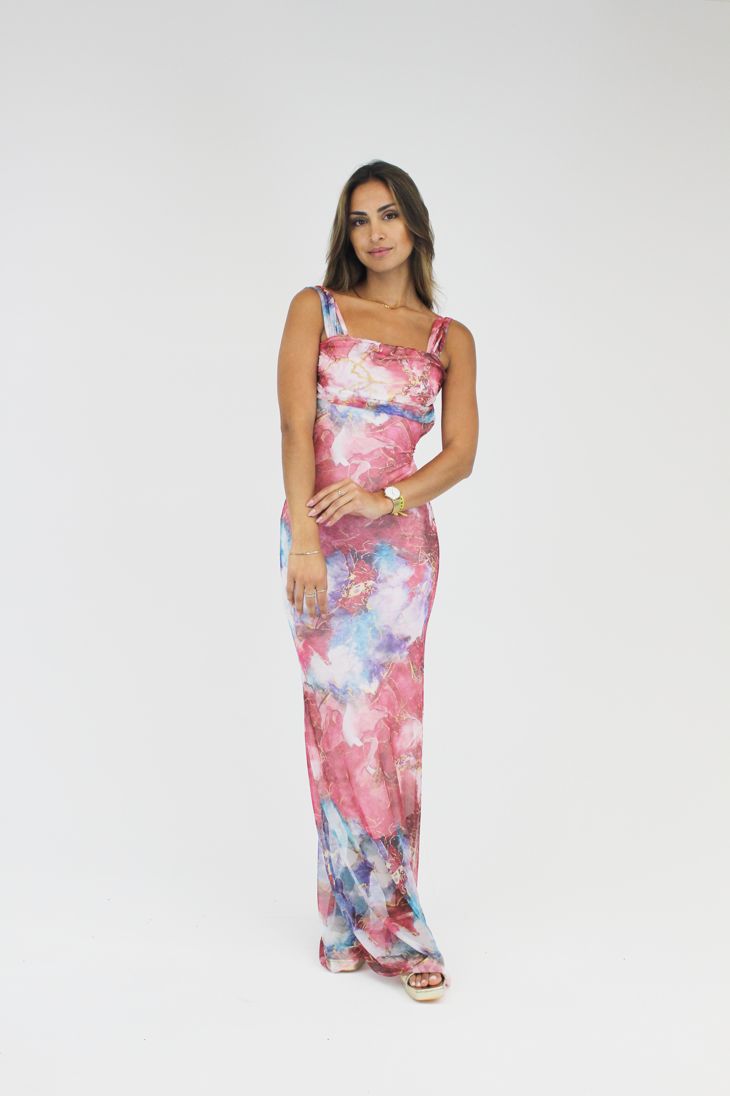 Vestido midi rosa