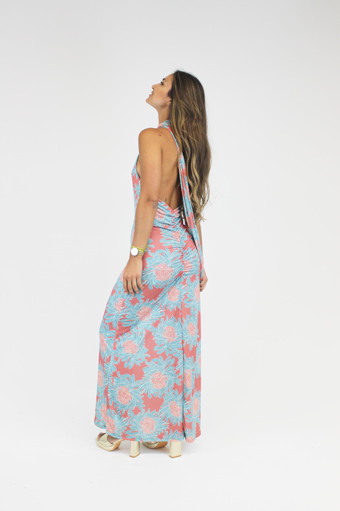 Vestido midi assimétrico jersey