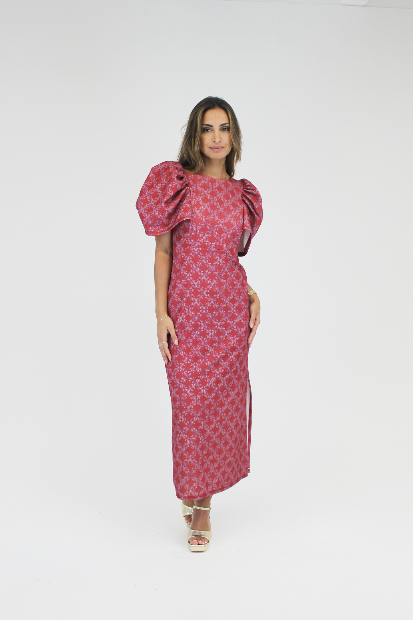 Vestido Midi Manga Abalonada