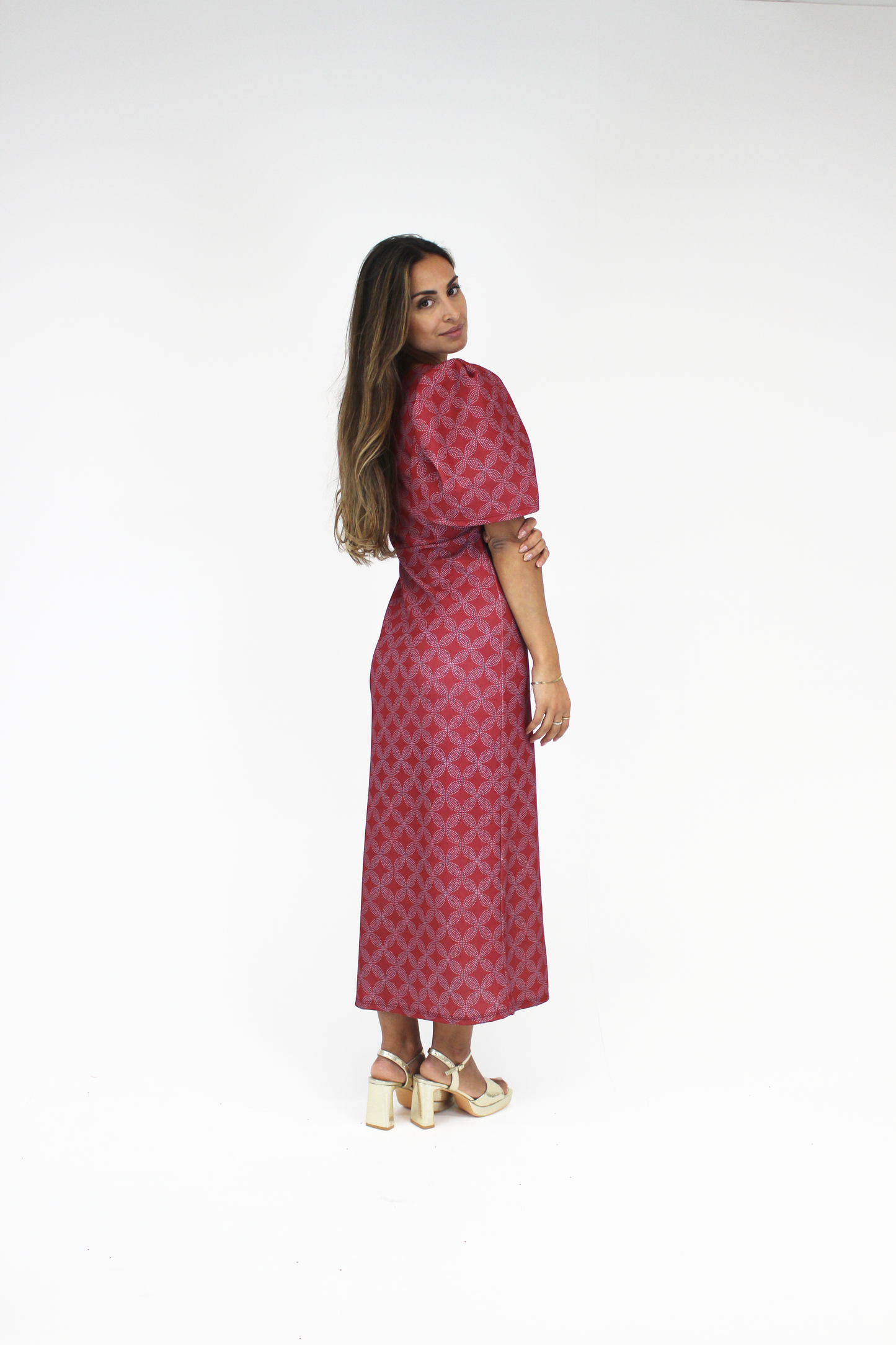 Vestido Midi Manga Abalonada
