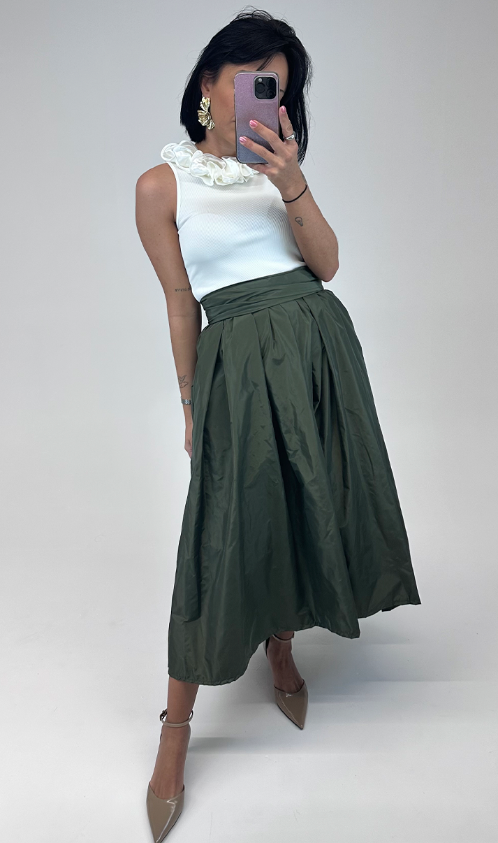 Saia tafetá Verde Azeitona