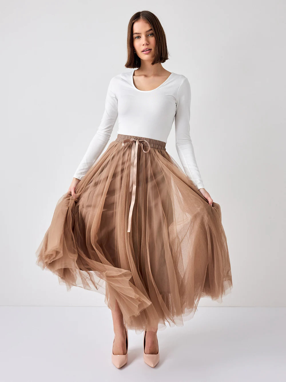 Saia tule Taupe