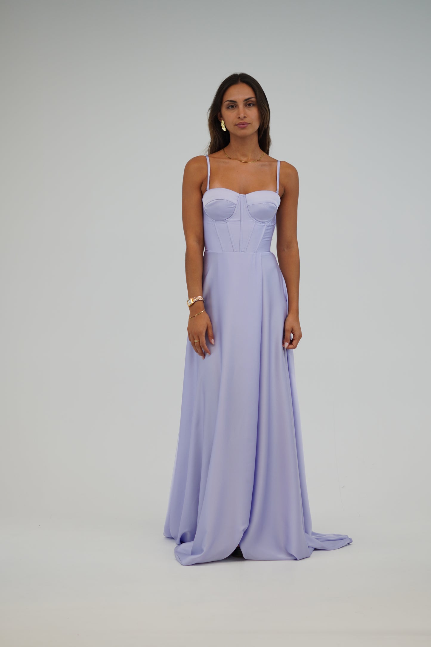 Vestido com corpete Lilás
