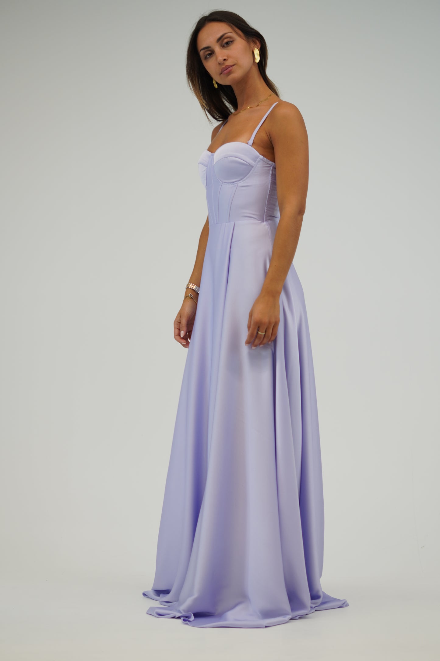 Vestido com corpete Lilás