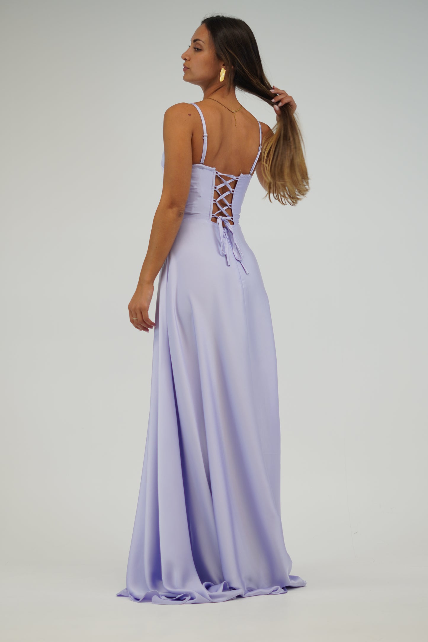 Vestido com corpete Lilás