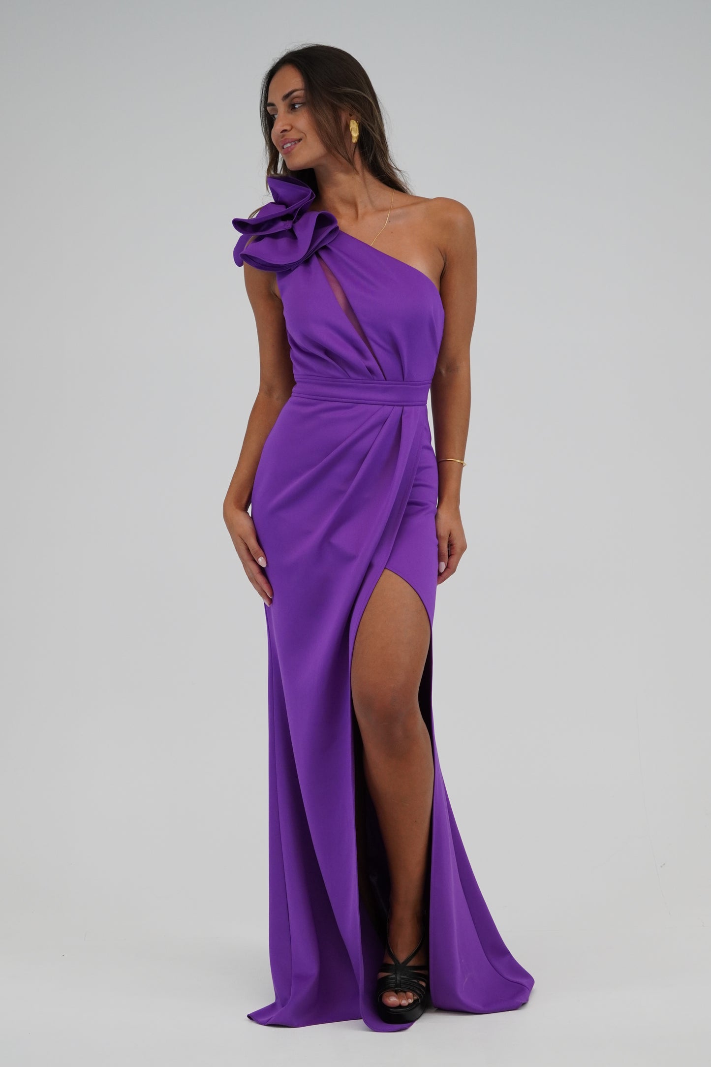 Vestido justo assimétrico Roxo