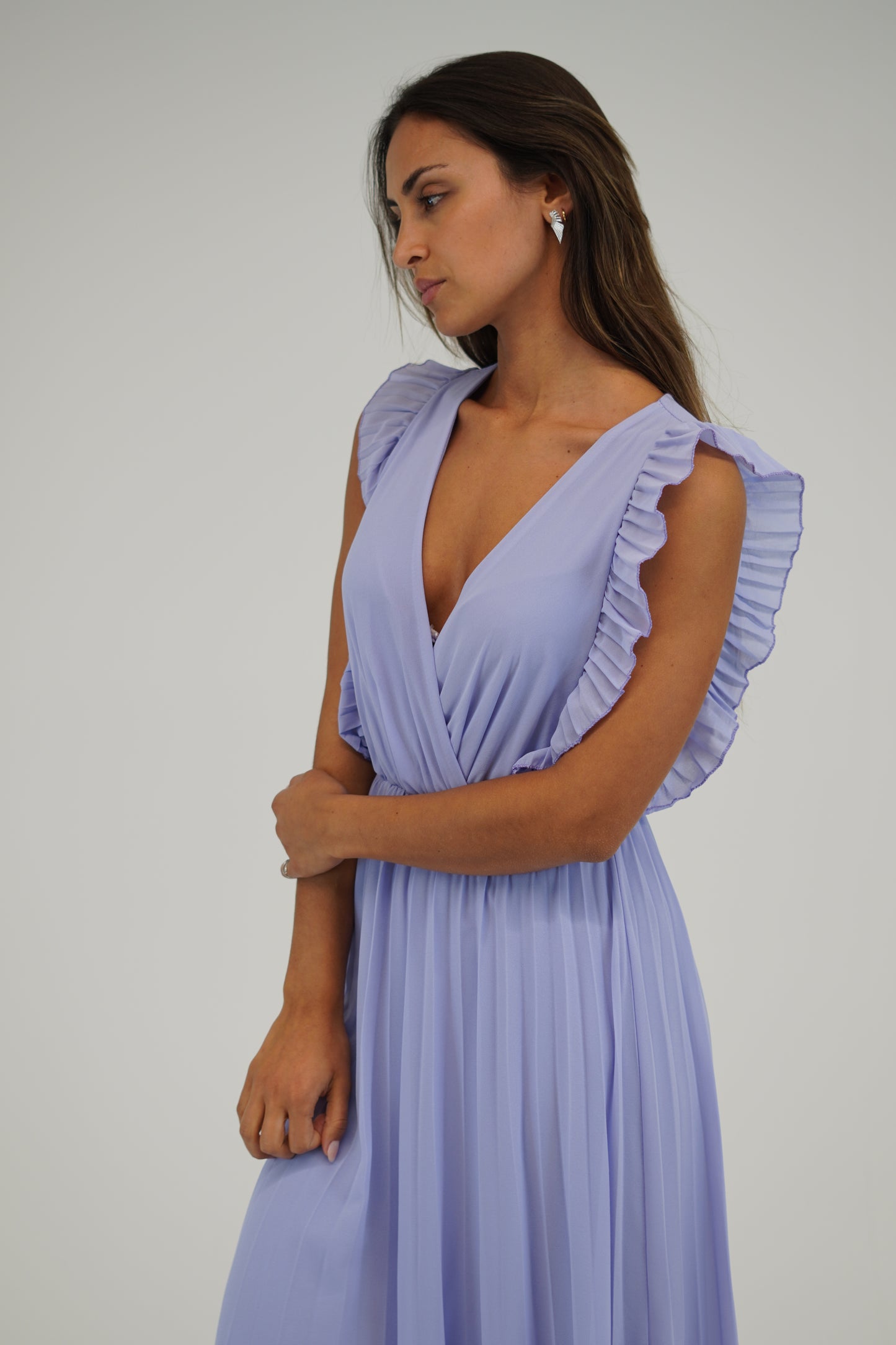 Vestido Plissado Lilás