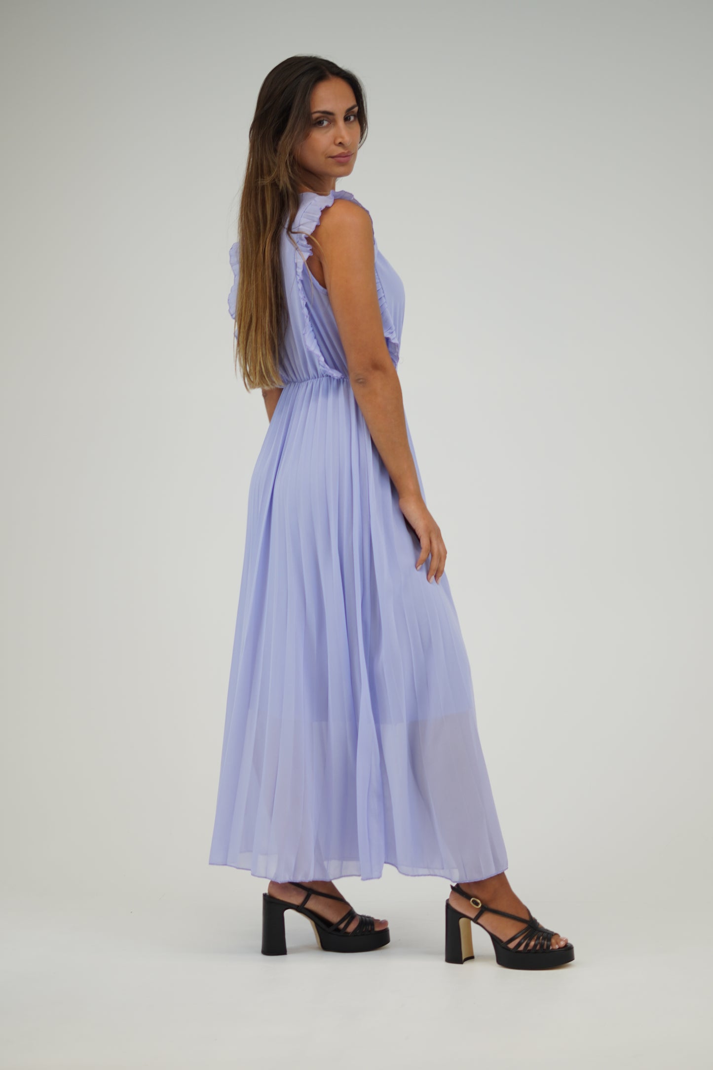 Vestido Plissado Lilás
