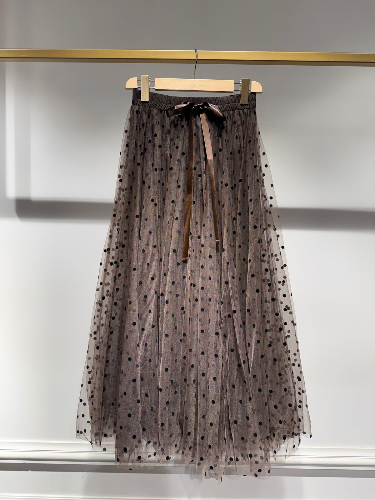 Saia de tule Polka-dots Castanho