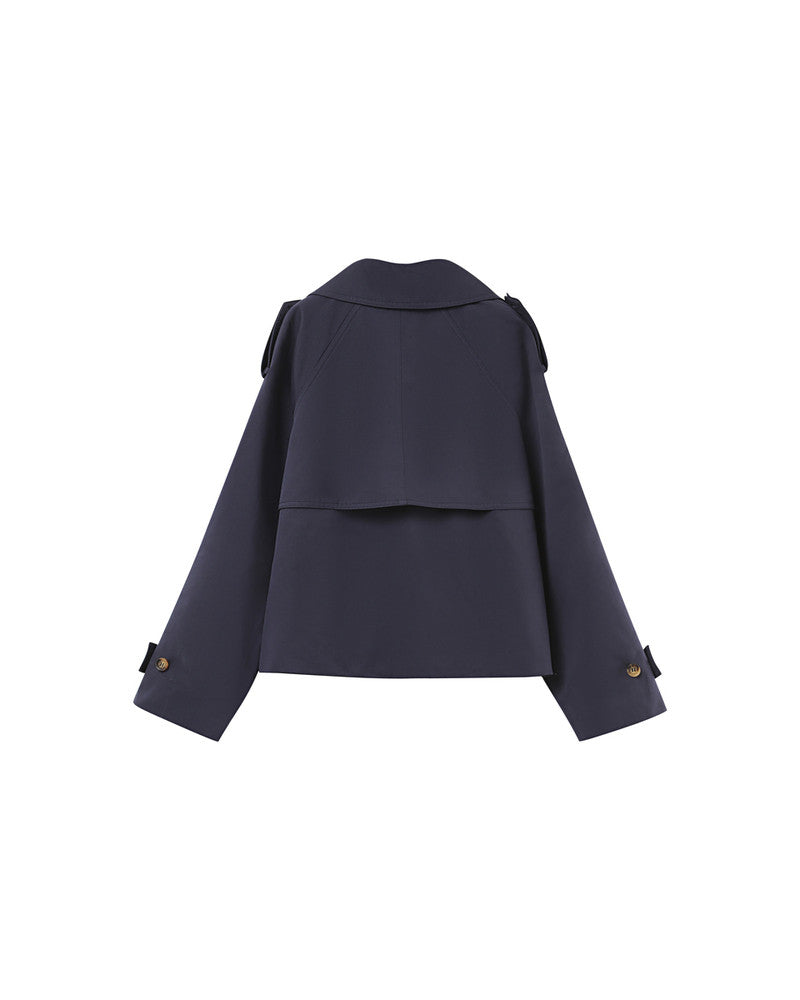 Trench coat curto de algodão