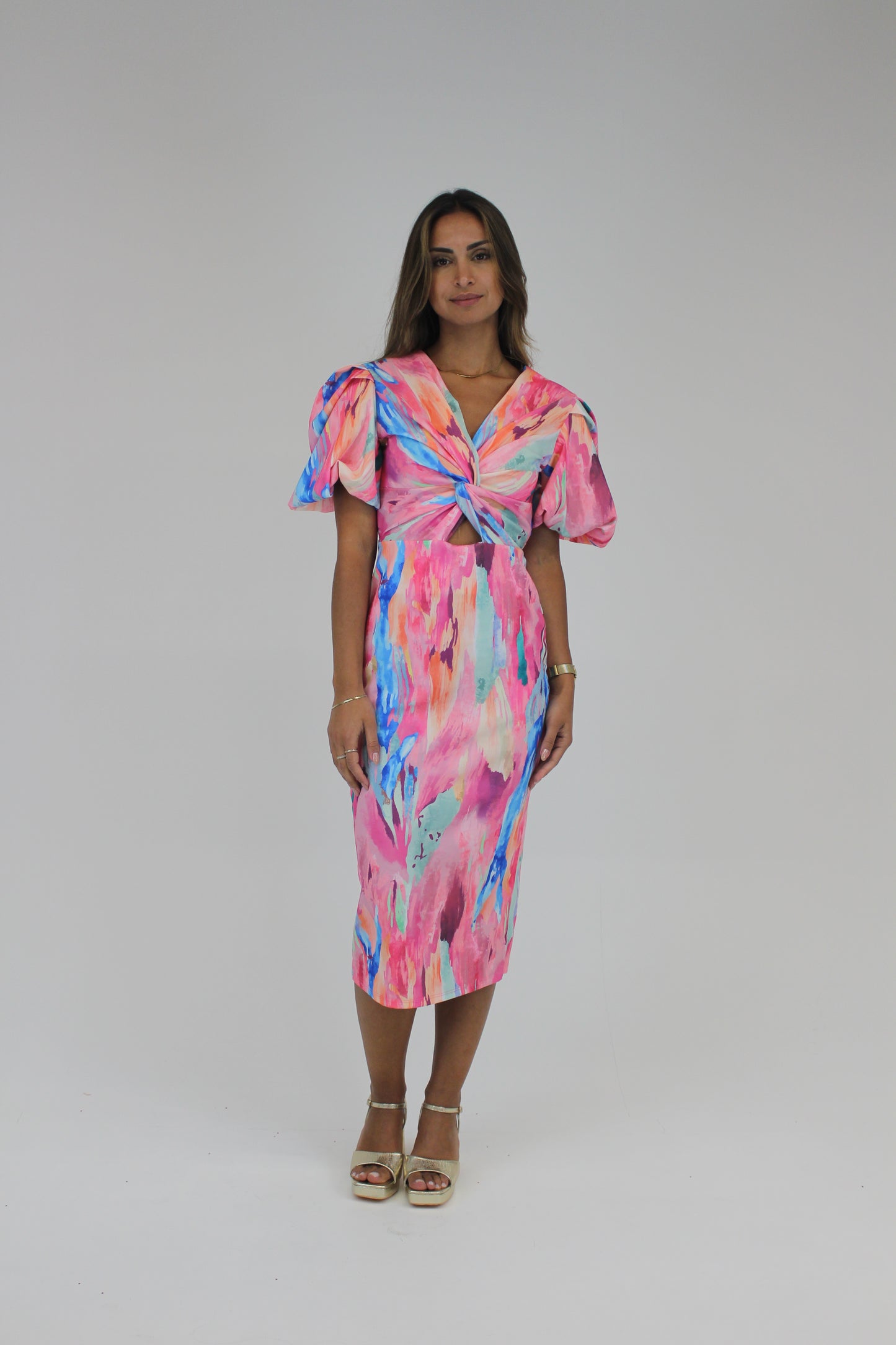 Vestido Jersey manga curta abalonada
