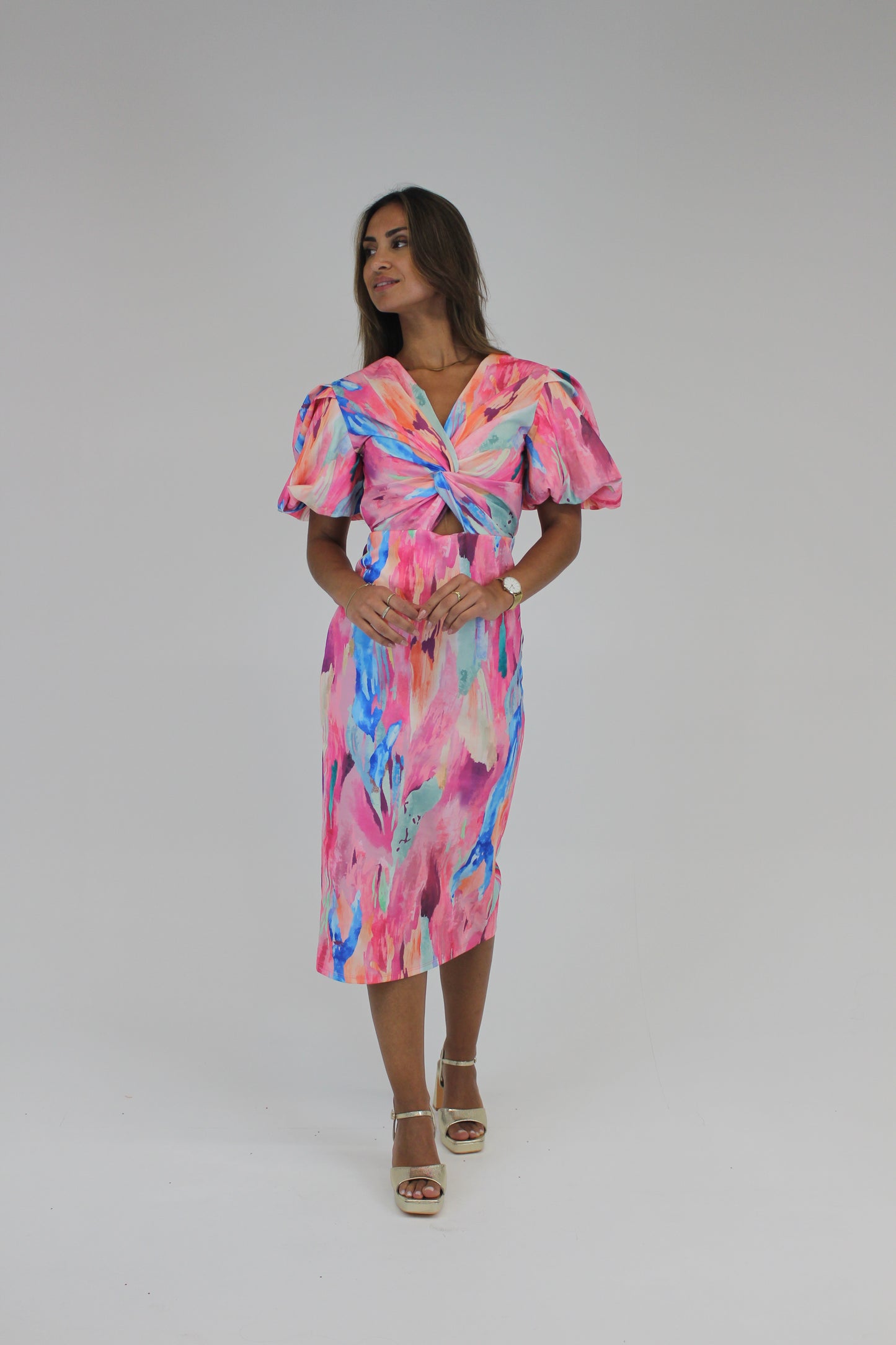 Vestido Jersey manga curta abalonada