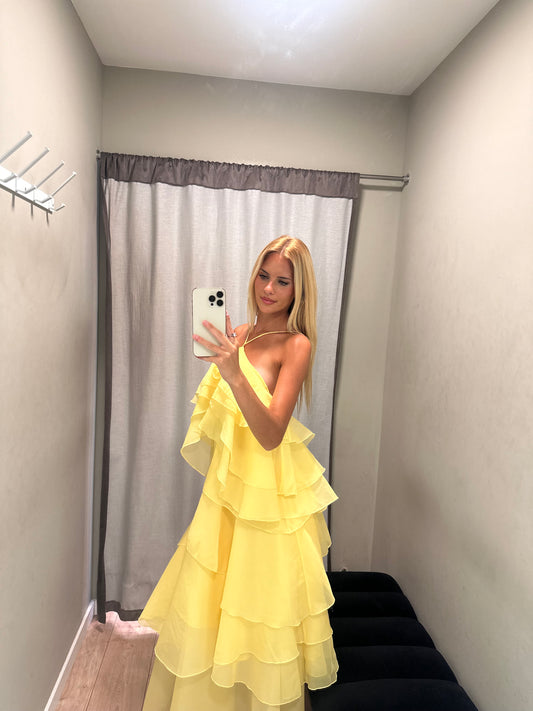 Vestido com flor Amarelo