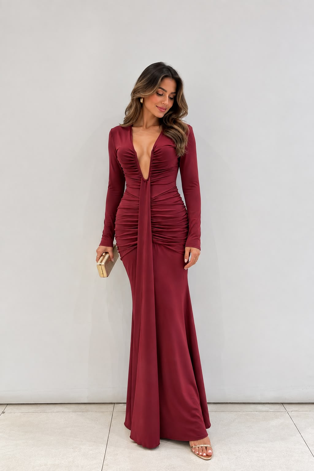 Vestido Madalena Bordeaux