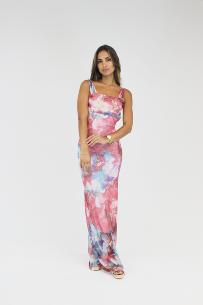 Vestido midi rosa