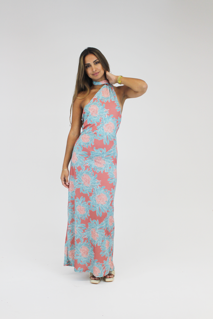 Vestido midi assimétrico jersey