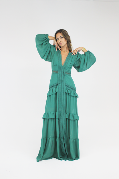 Vestido Grego Verde Escuro