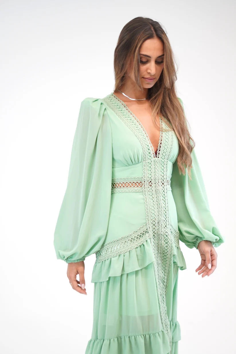 Vestido Grego Verde Água