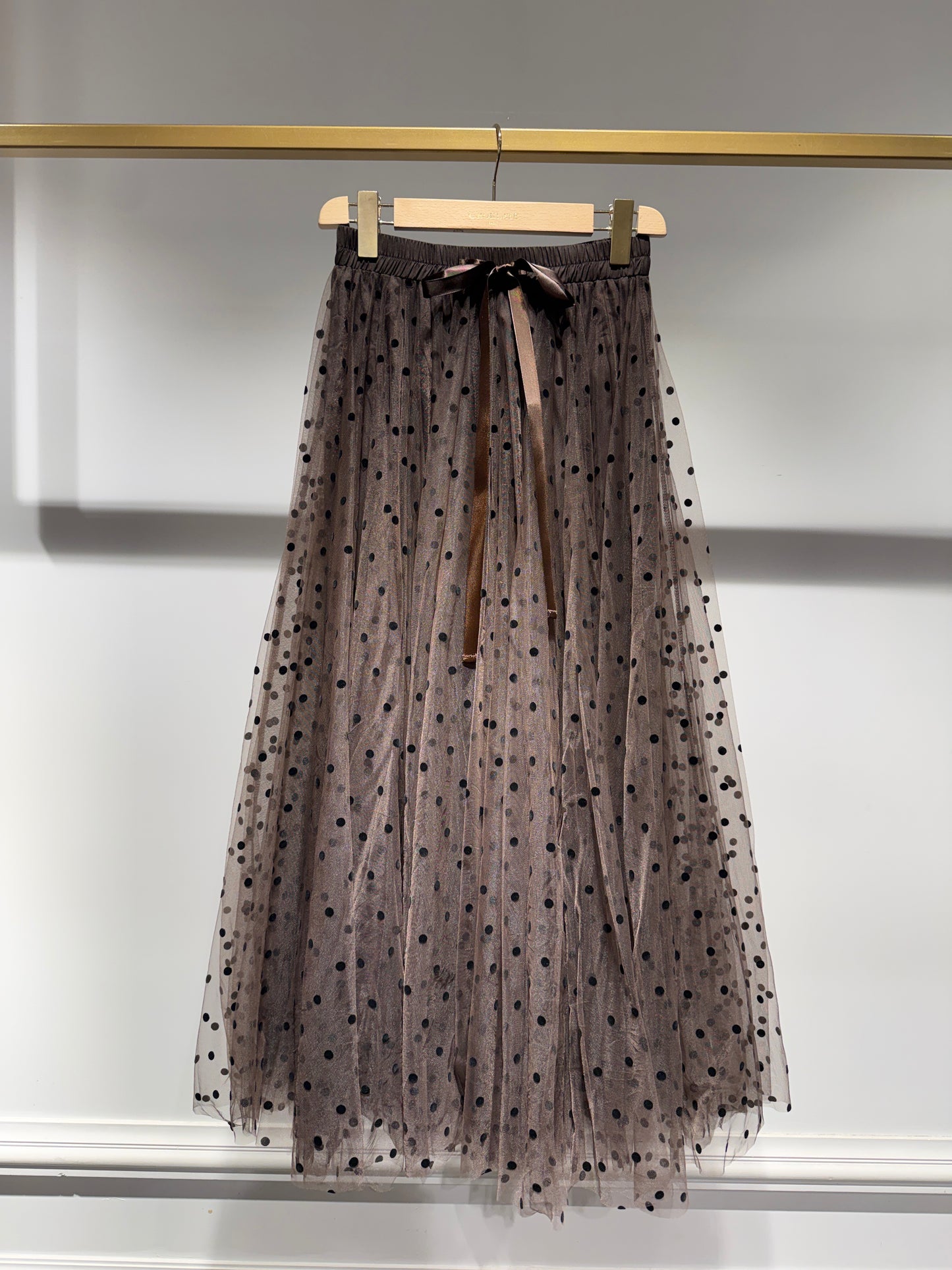 Saia de tule Polka-dots Castanho