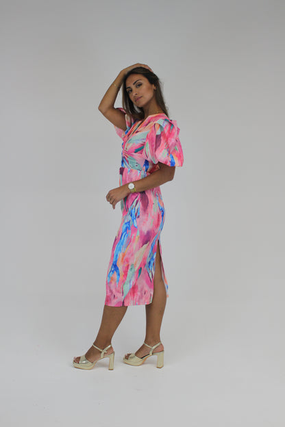 Vestido Jersey manga curta abalonada