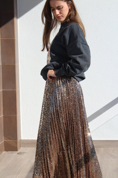 Saia com lantejoulas Chocolate