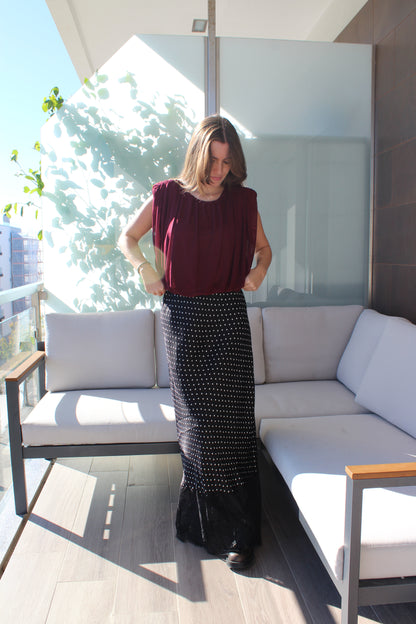 Saia Polka-dots com renda