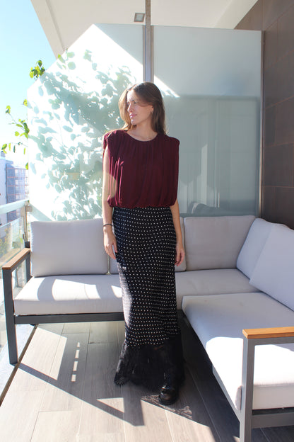 Saia Polka-dots com renda