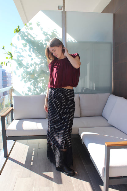 Saia Polka-dots com renda