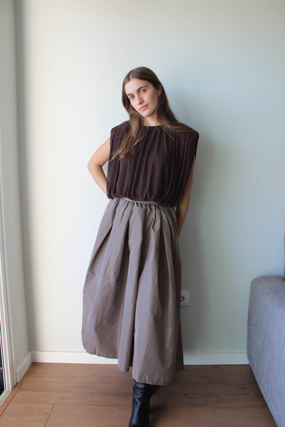Saia tafetá Taupe