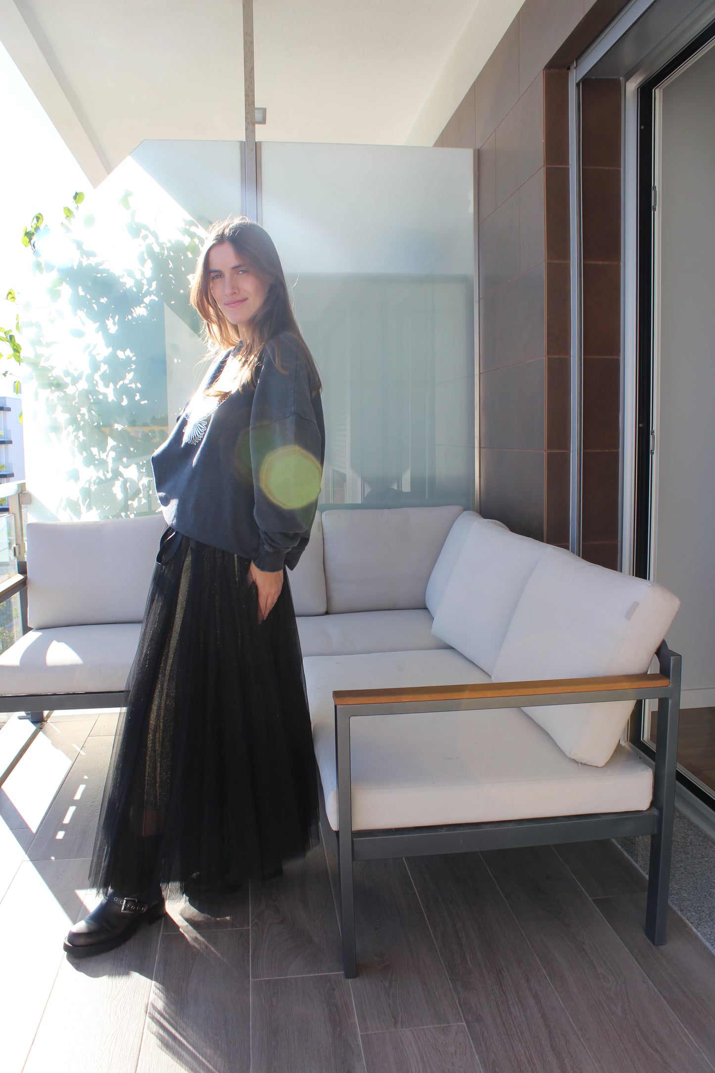 Saia tule c/ brilhos interiores