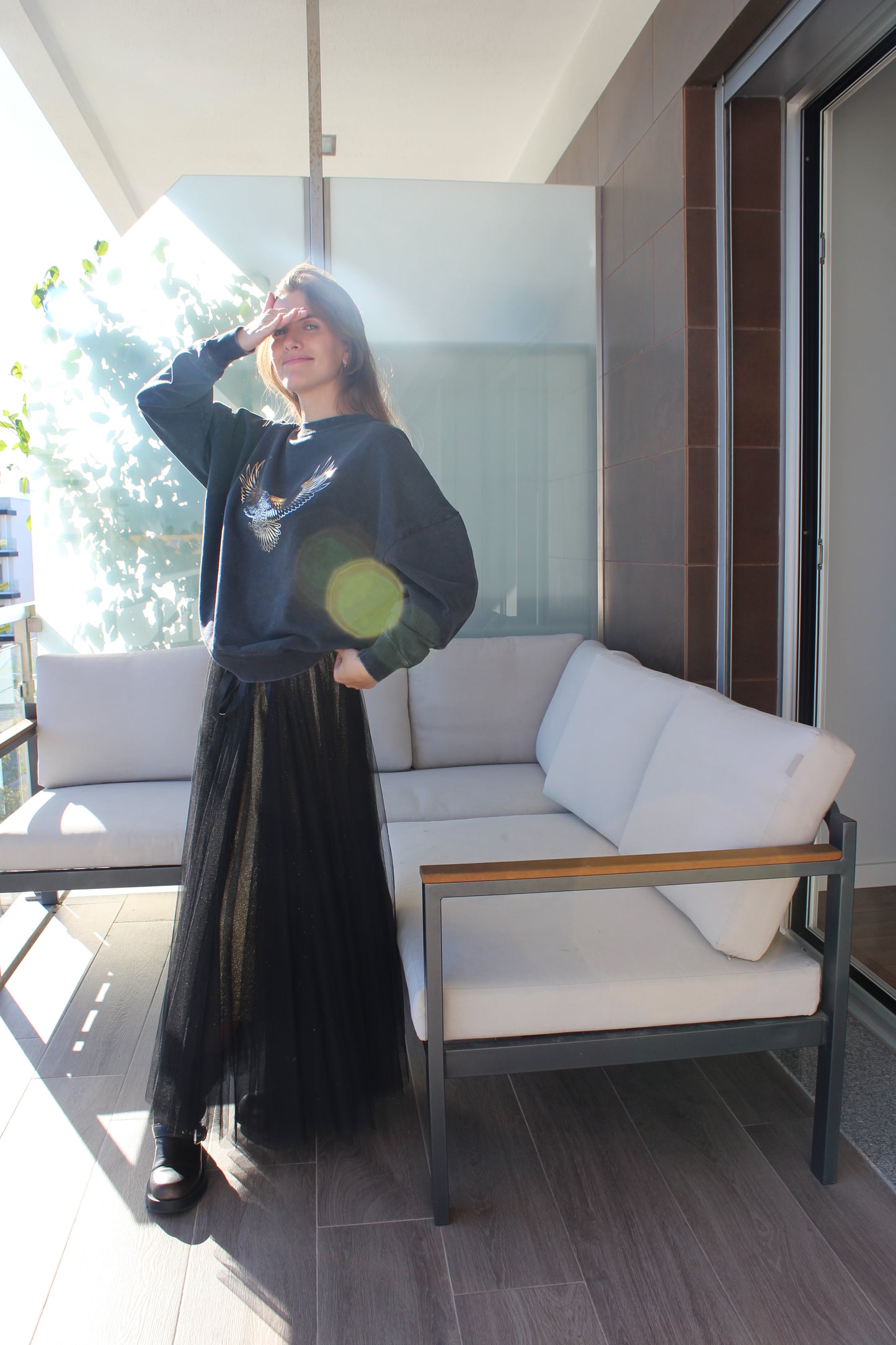 Saia tule c/ brilhos interiores