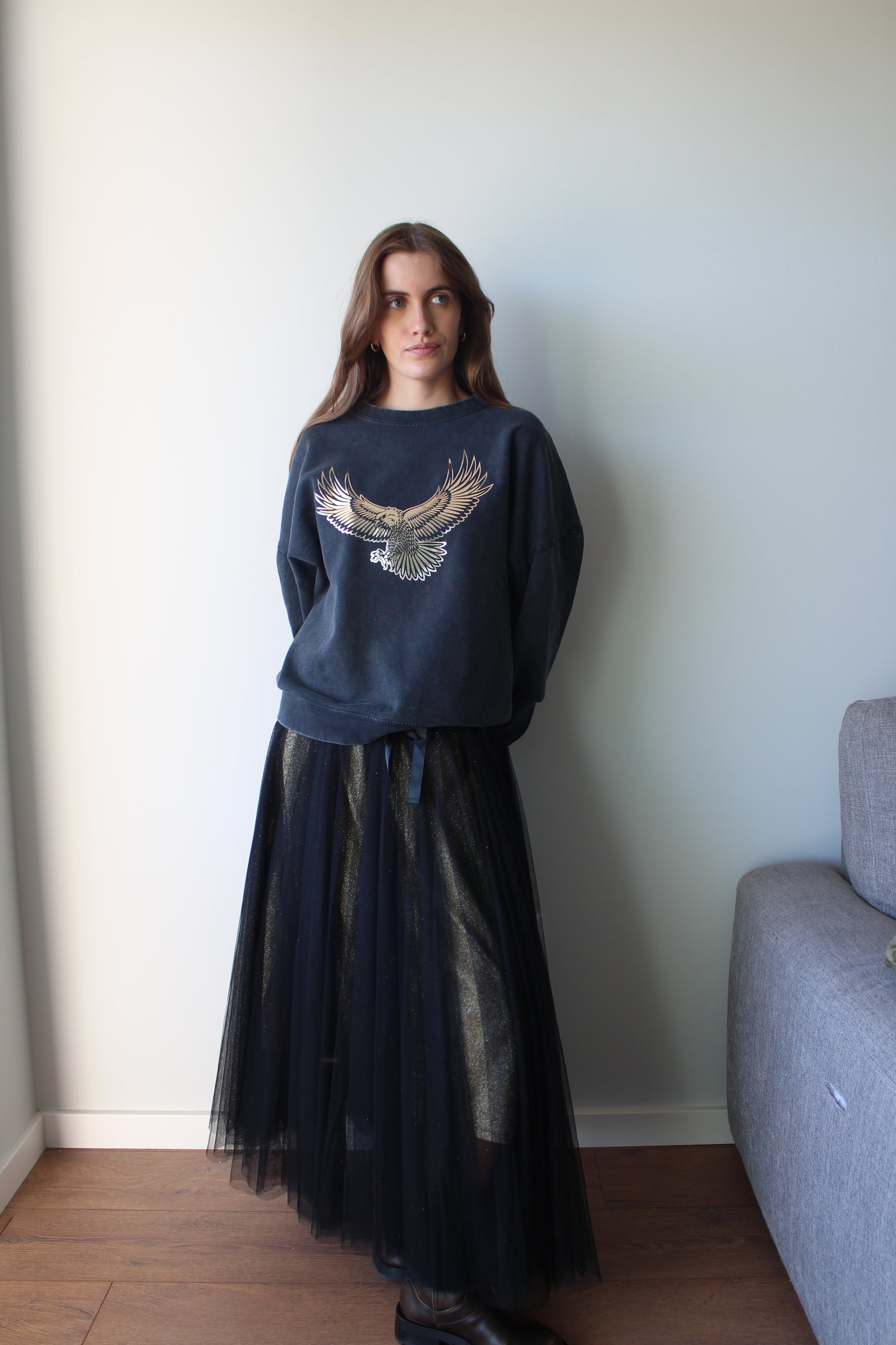 Saia tule c/ brilhos interiores