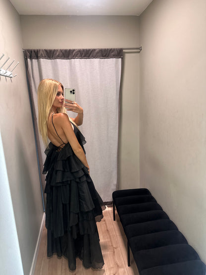 Vestido com flor preto