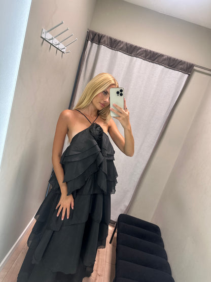 Vestido com flor preto