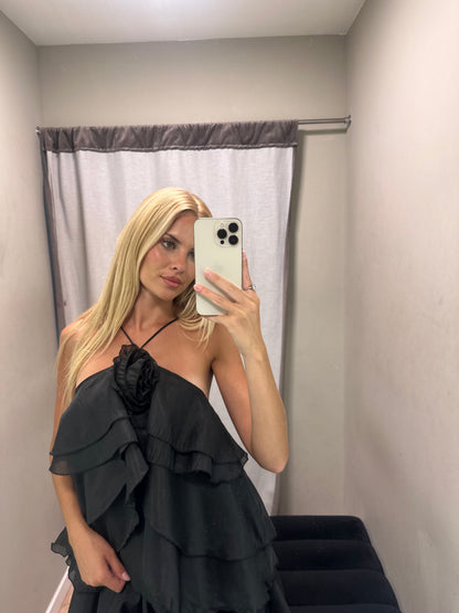 Vestido com flor preto