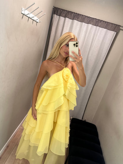 Vestido com flor Amarelo
