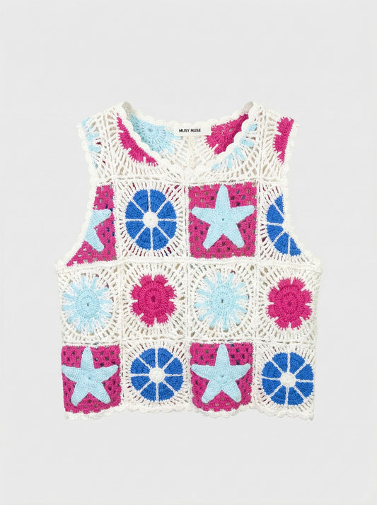 Top de renda colorido