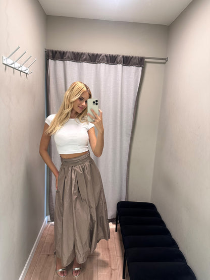 Saia Tafetá Taupe