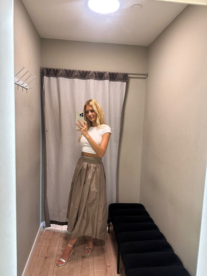 Saia Tafetá Taupe