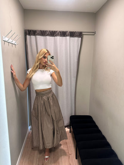 Saia Tafetá Taupe