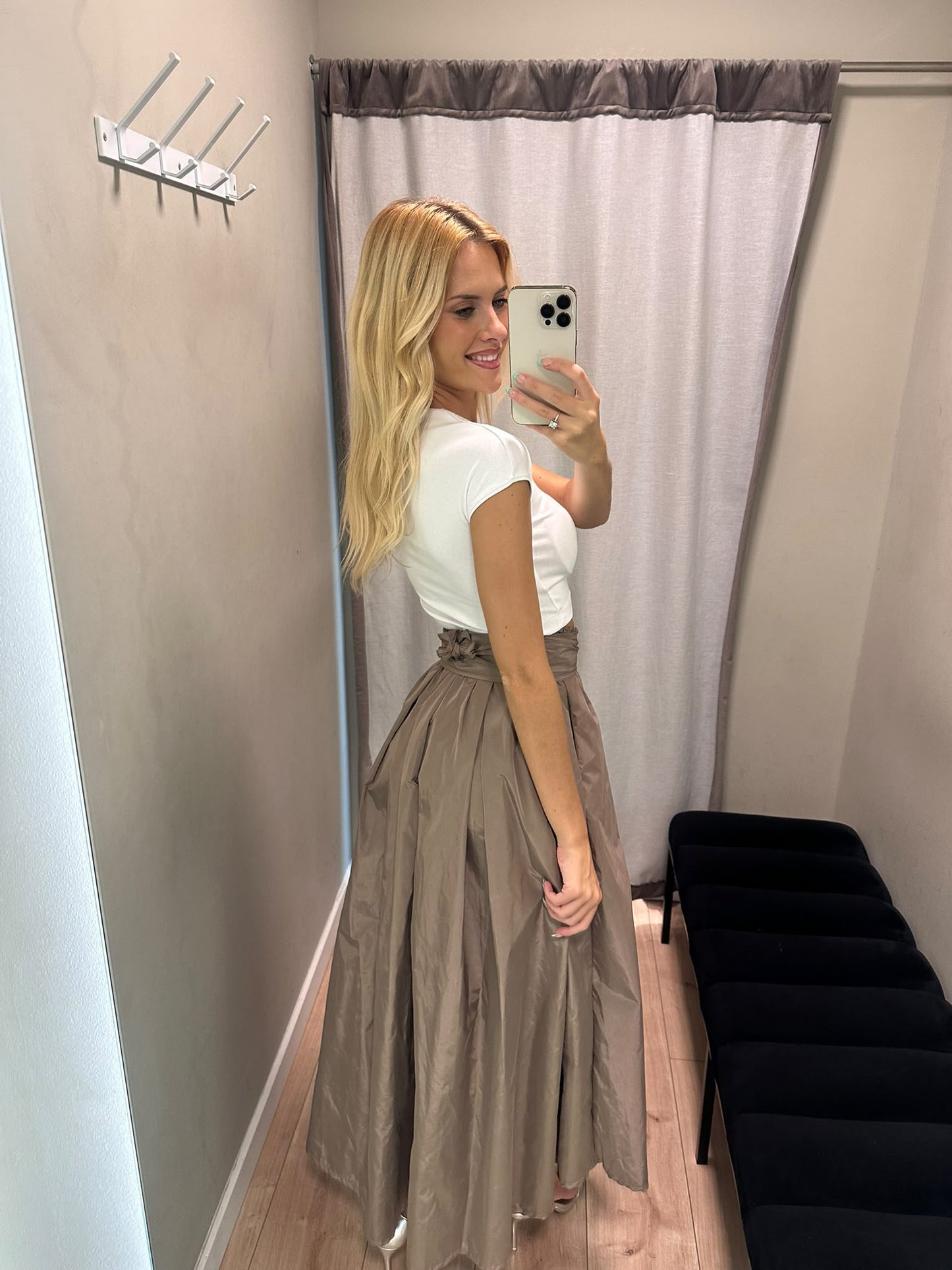 Saia Tafetá Taupe