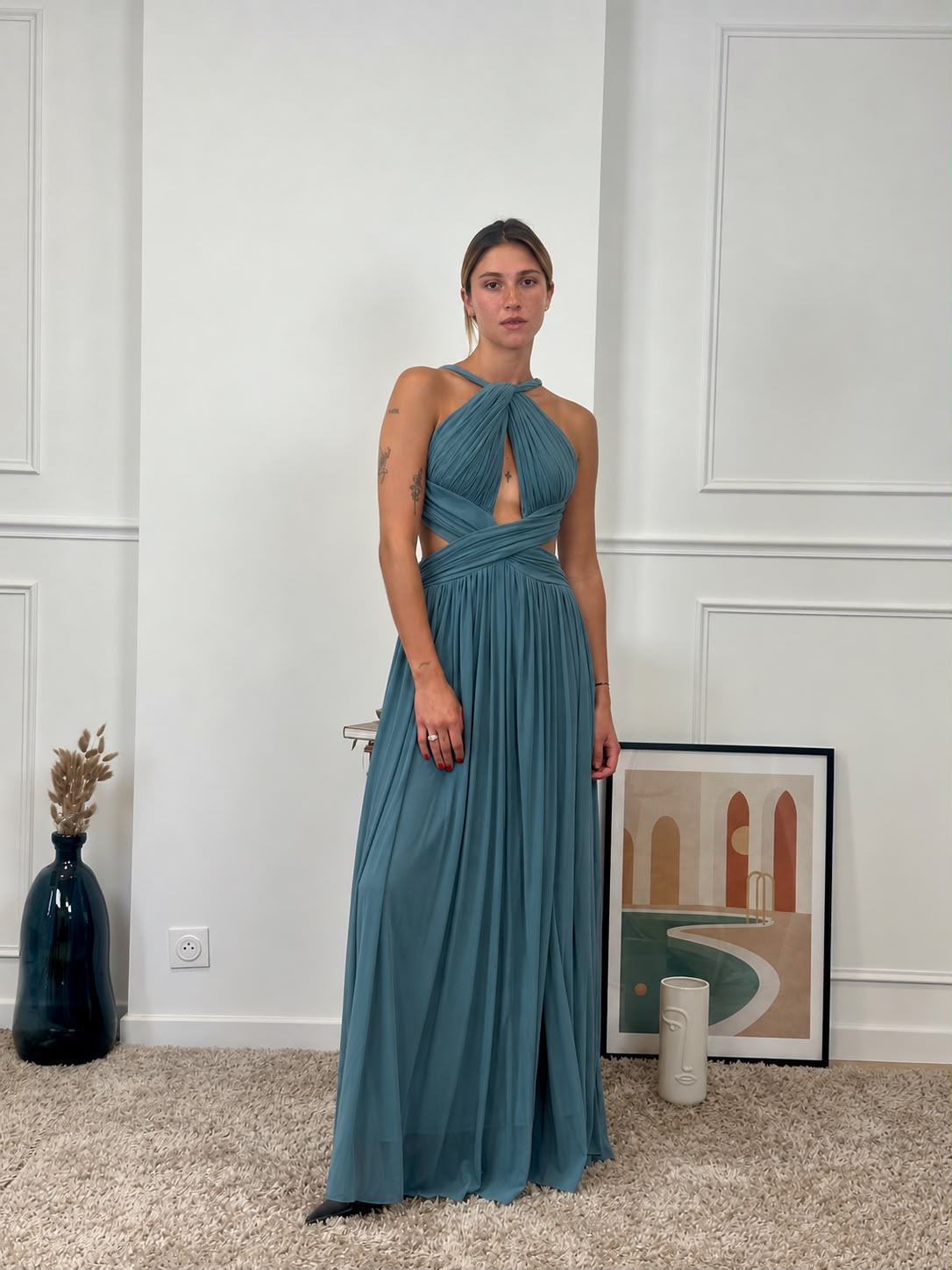 Vestido Gabriela Azul Petróleo