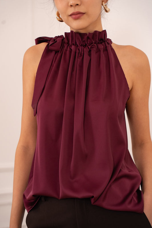 Top decote halter bordeaux