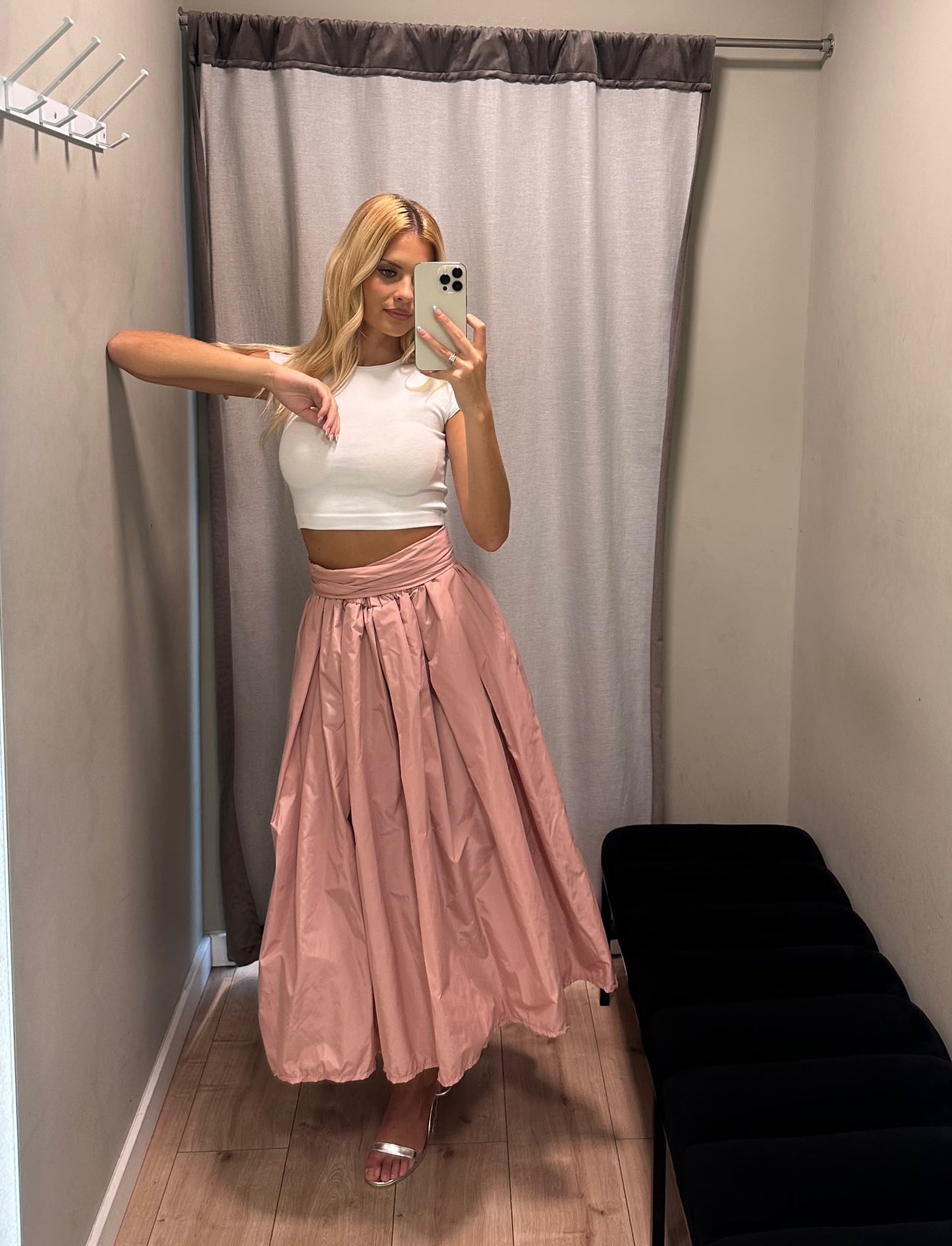Saia Tafetá Rosa bebé