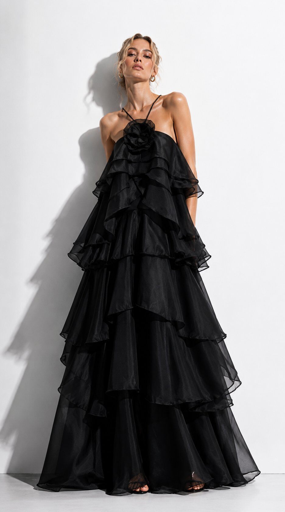 Vestido com flor preto