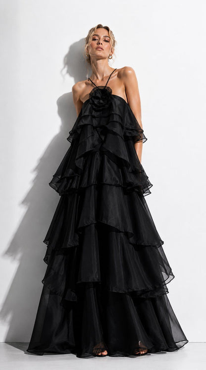 Vestido com flor preto